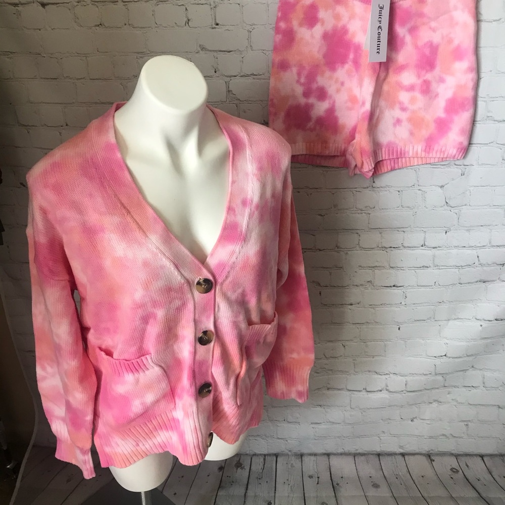 JUICY COUTURE tie dye shorts & cardigan set